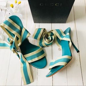Authentic GUCCI Gross Grain Ribbon Tie-up Sandals